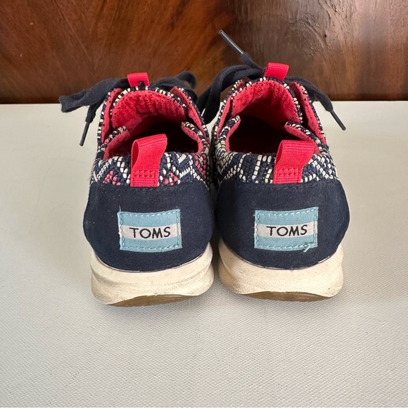 Tom’s Del Rey Navy Blue embroidered Colorful Boho Aztec Lace Up Shoes Women’s 6 - Picture 6 of 10